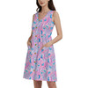 Button Front Pocket Dress - Neon Floral Jellyfish