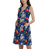 Button Front Pocket Dress - Little Blue Christmas Droid