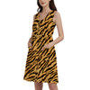 Button Front Pocket Dress - Animal Print - Tiger