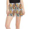 Women's Run Shorts with Pockets - Sketched Pooh Characters
