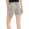 Women's Run Shorts with Pockets - Neon Floral Stitch & Angel