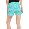 Women's Run Shorts with Pockets - Neon Floral Baby Turtle Squirt