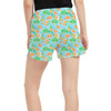 Women's Run Shorts with Pockets - Neon Floral Tangerine Goofy & Pluto