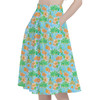 A-Line Pocket Skirt - Neon Floral Tangerine Goofy & Pluto