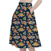 A-Line Pocket Skirt - Gingerbread Cookie Christmas Dinosaurs