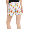 Women's Run Shorts with Pockets - White Floral Mickey & Minnie
