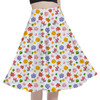 A-Line Pocket Skirt - White Floral Mickey & Minnie