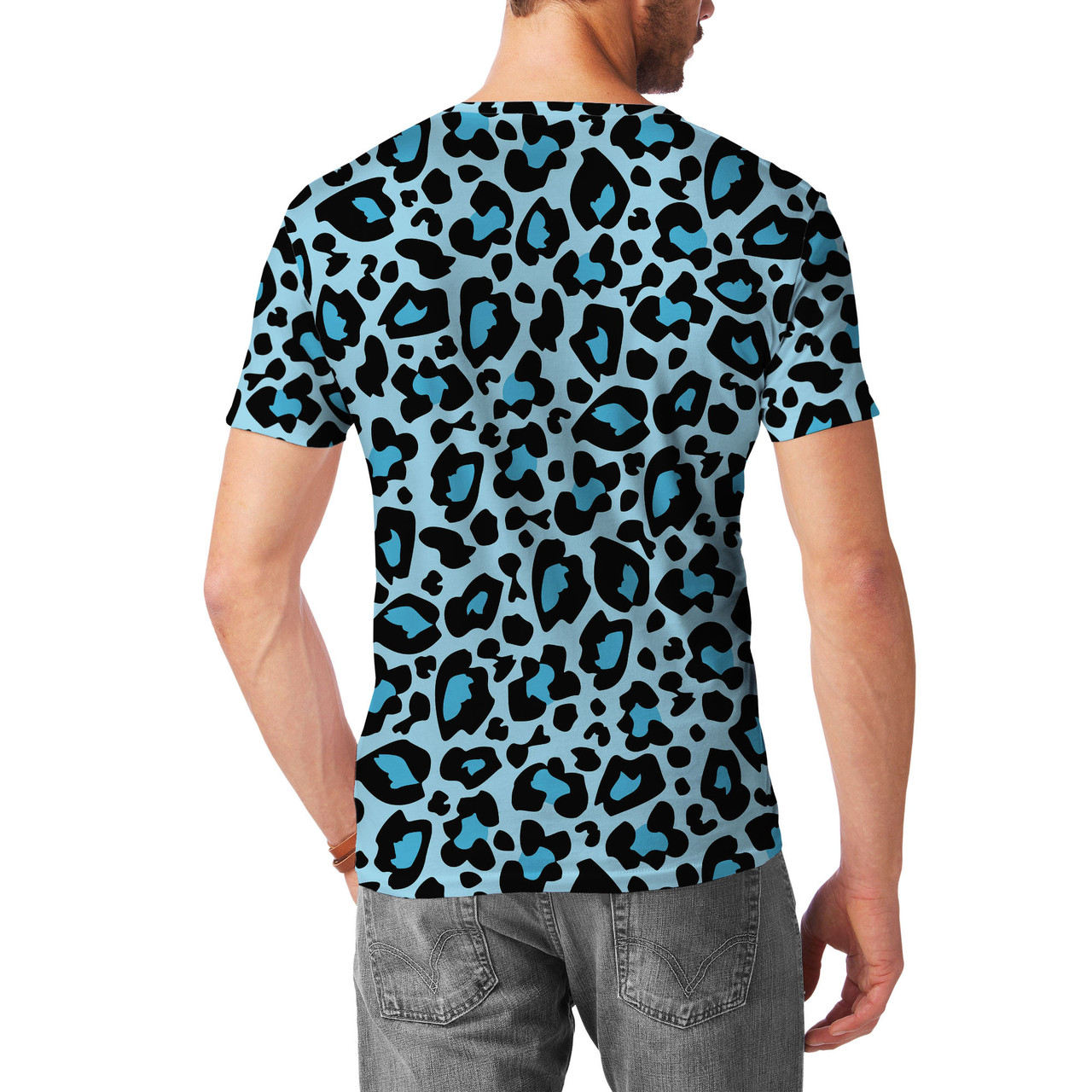 Blue leopard discount print t shirt