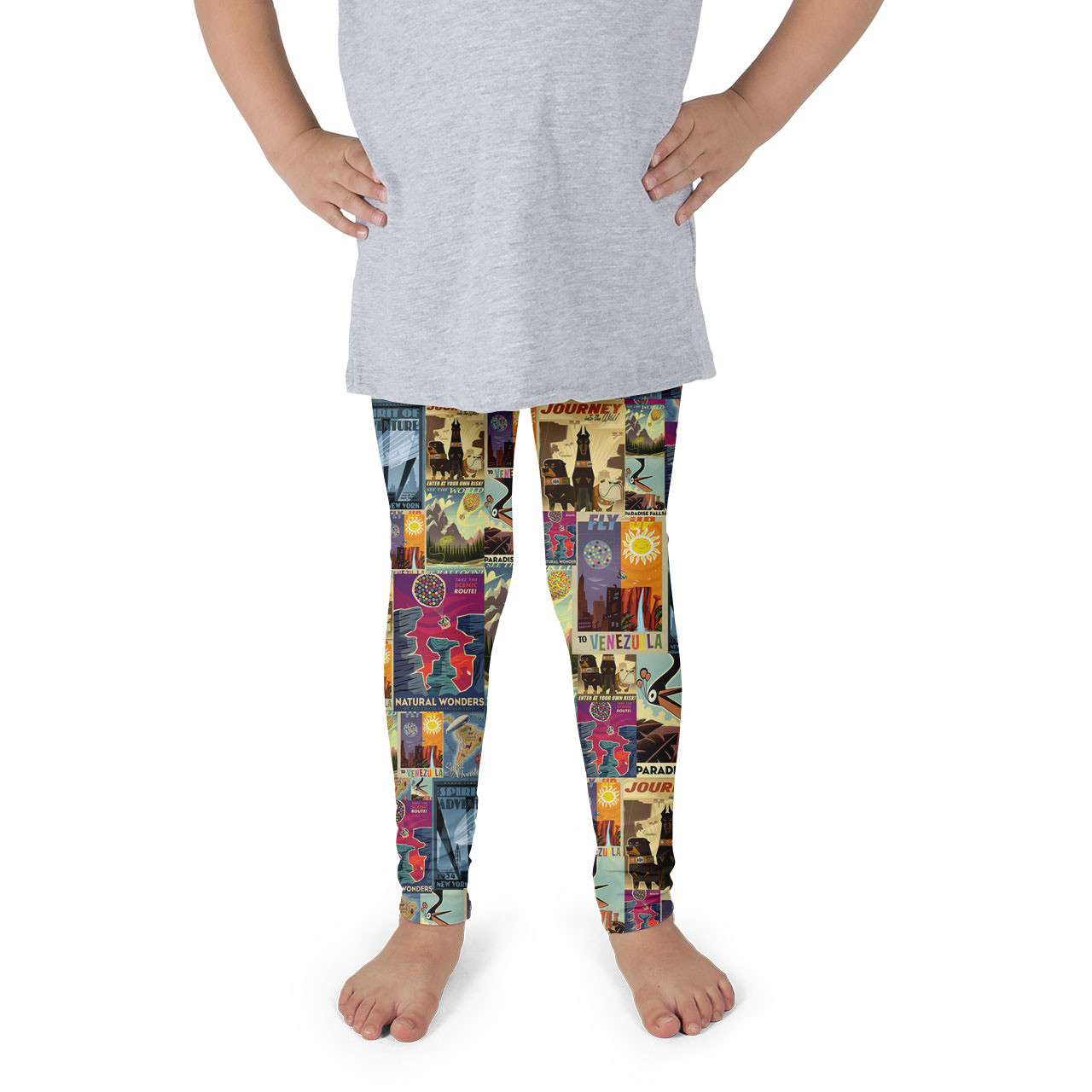 Yoga Leggings - Pixar Up Travel Posters - Rainbow Rules