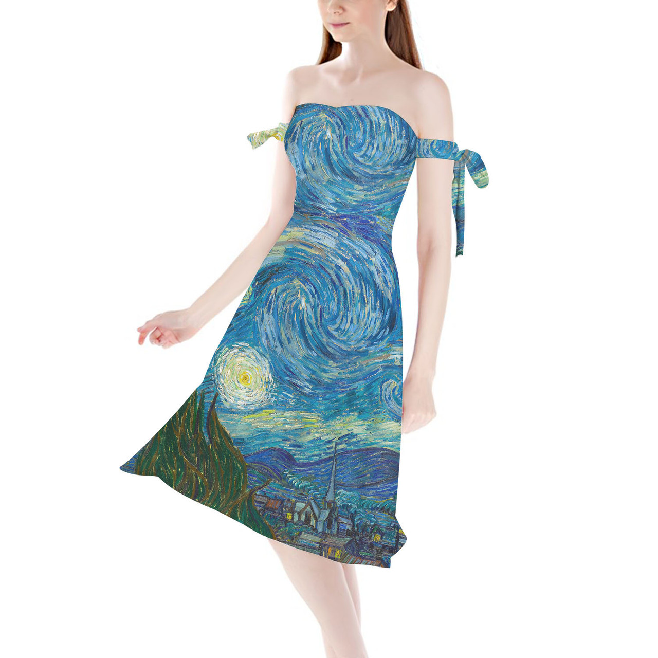 Buy GLUDEAR Women Van Gogh 3D Print Tunic Dress V Neck Casual Loose Flowy  Swing Shift Dresses, Blue Van Gogh Galaxy, Medium at Amazon.in