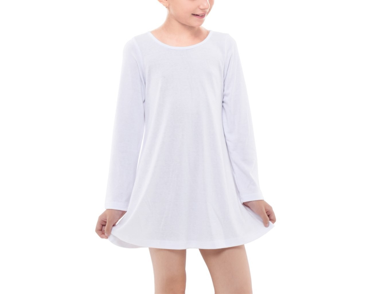 Girls Long Sleeve Cotton T-shirt Dress - Rainbow Rules