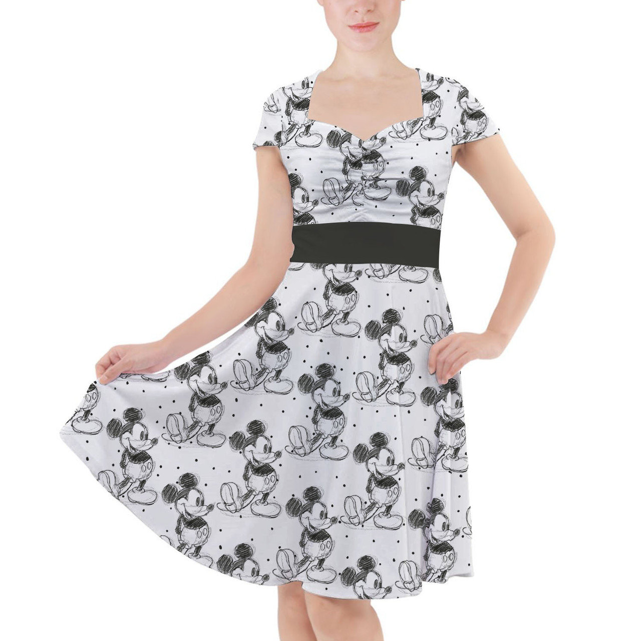 Buy Sketch of Mickey Mouse Theme Park Inspired Midi Dress in XS Online in  India  Etsy