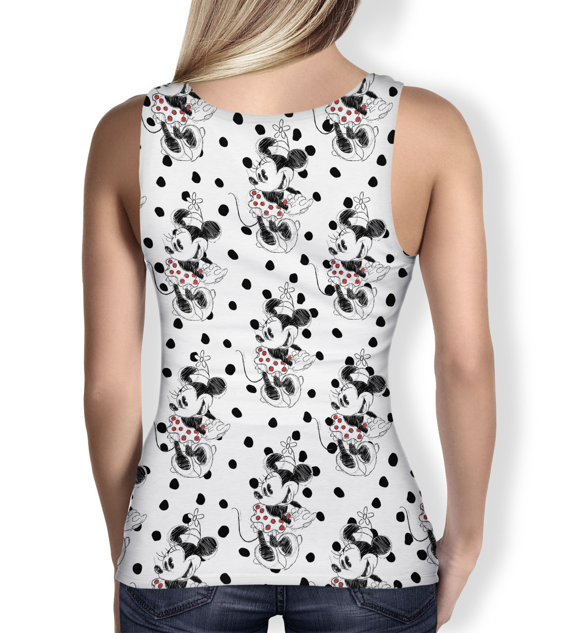 Women's Tank Top - Sketch of Minnie Mouse - Rainbow Rules