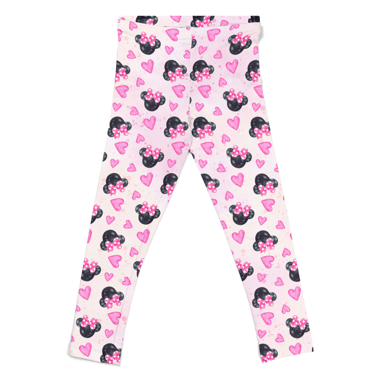 Girls' Leggings - Watercolor Minnie Mouse In Pink - Rainbow Rules