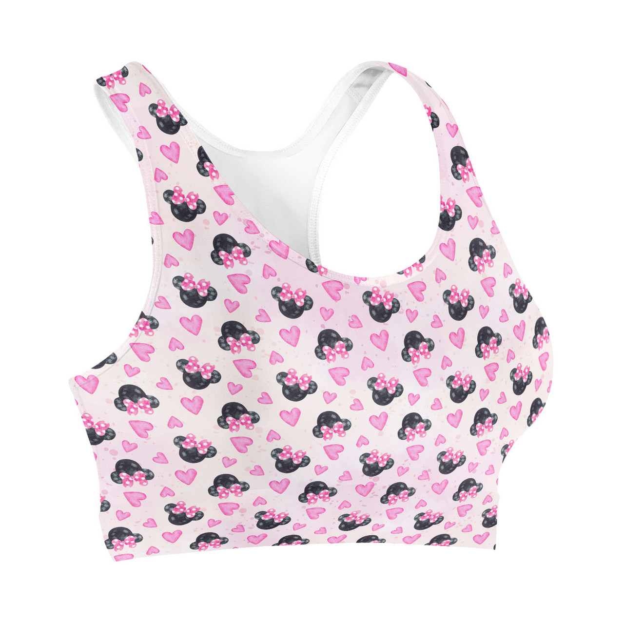 Sports Bra - Watercolor Minnie Mouse In Pink - Rainbow Rules