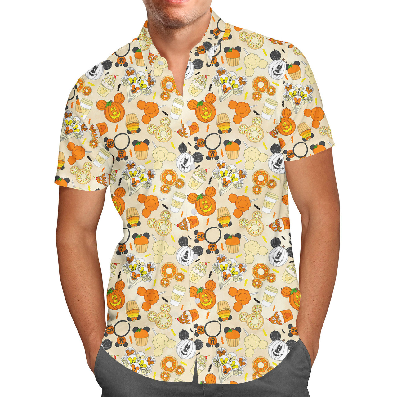Men's Button Down Short Sleeve Shirt - Disney Halloween Snacks - Rainbow  Rules
