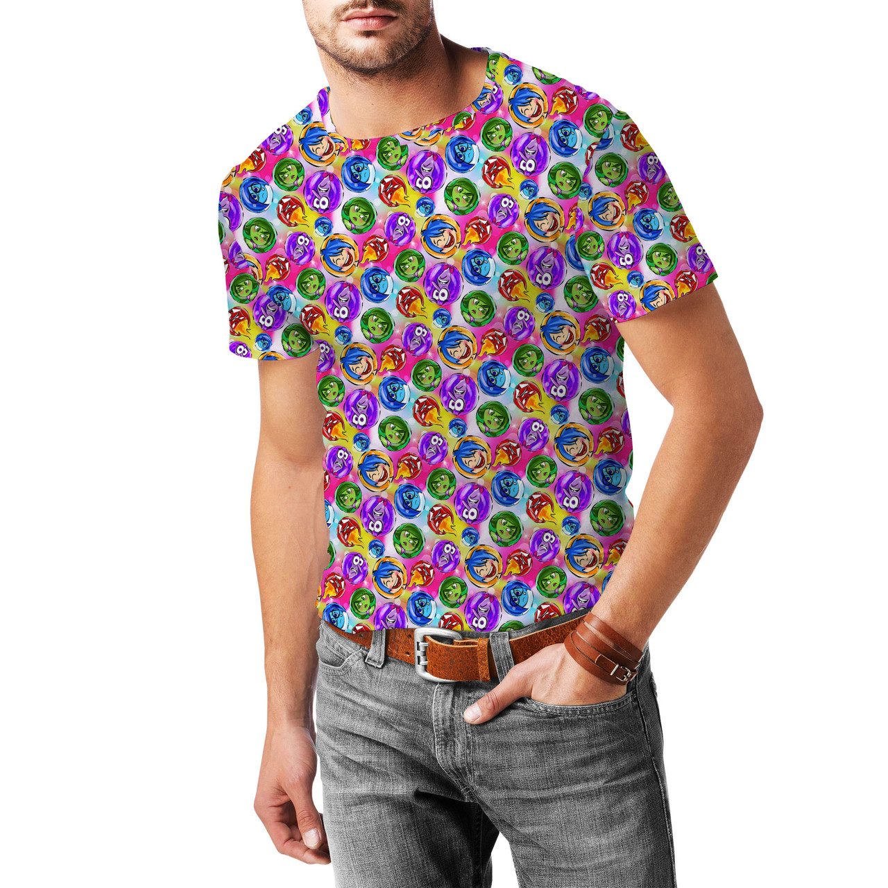 Men's Cotton Blend T-Shirt - Joy Inside Out Inspired - Rainbow Rules