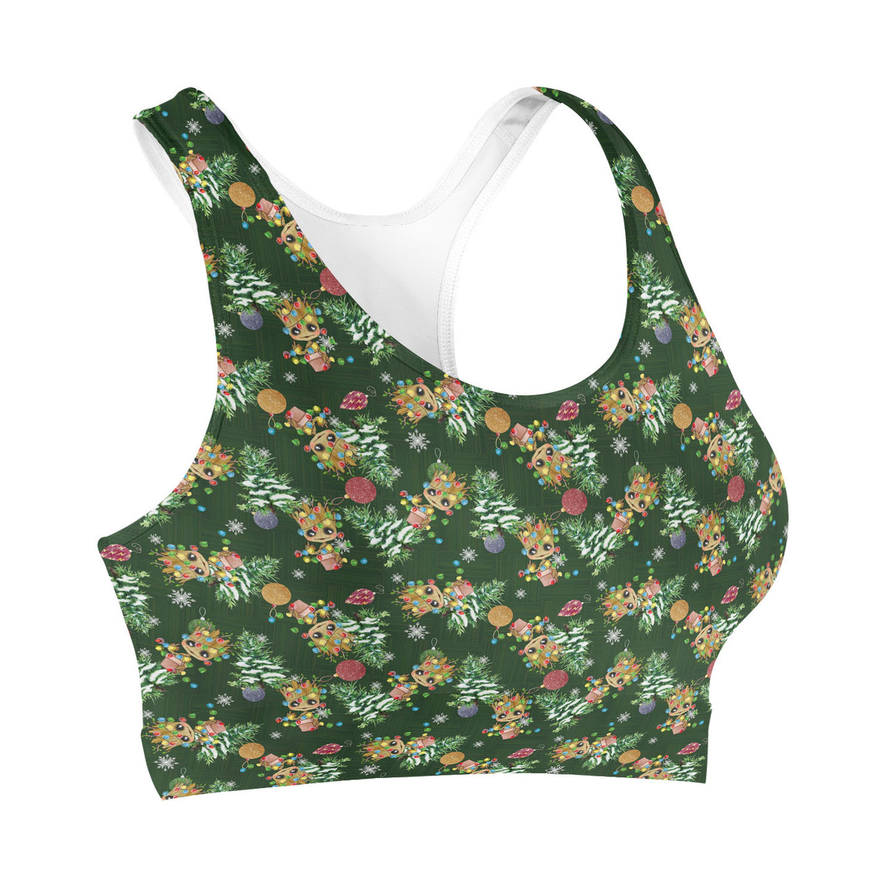 Christmas Tree Pattern Sports Bra