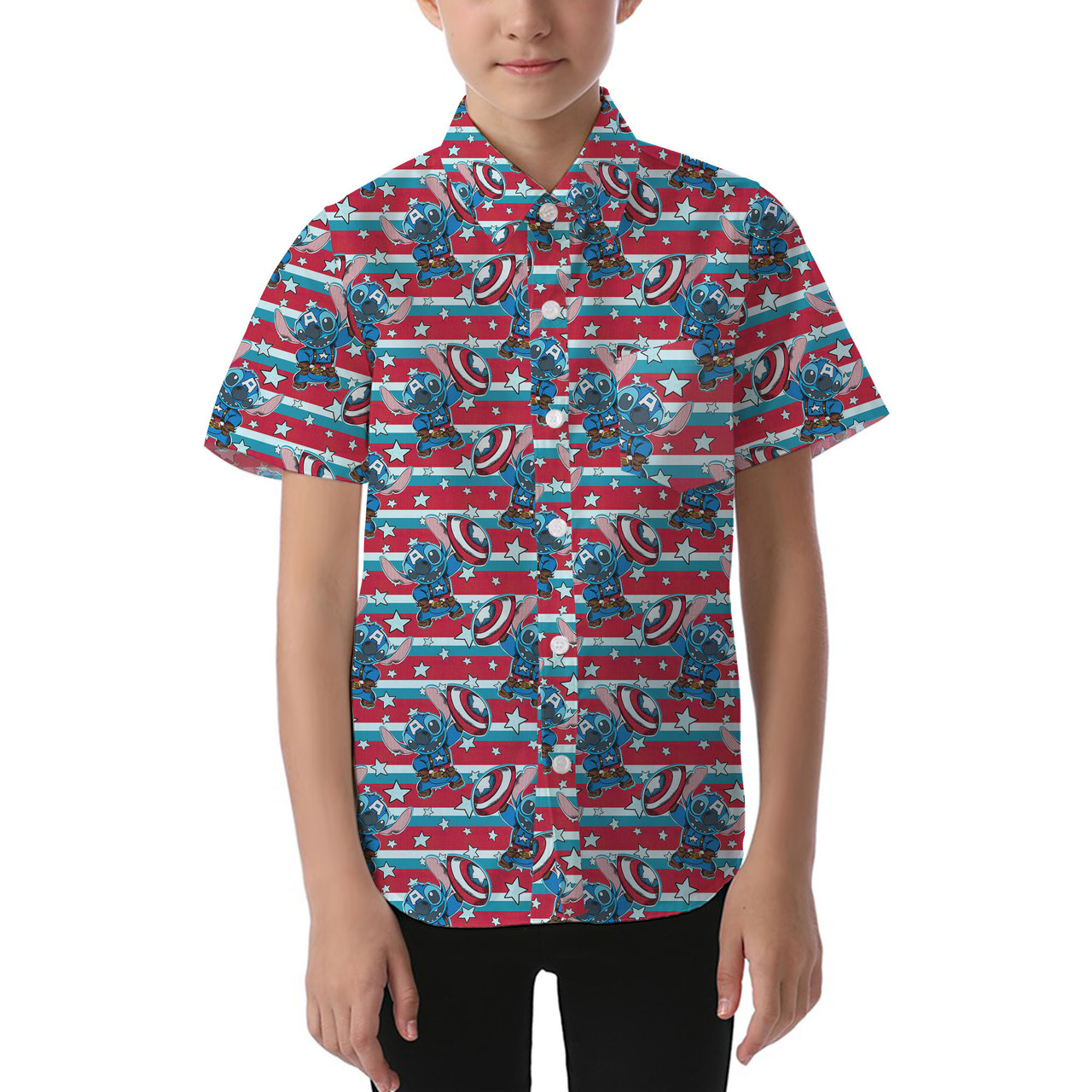 Captain America All Over Print Button Down Shirt