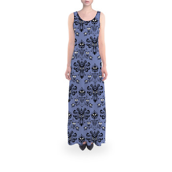 Flared Maxi Dress - Haunted Mansion Wallpaper