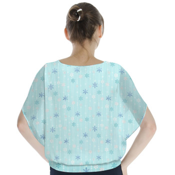 Batwing Chiffon Top - Frozen Ice Queen Snow Flakes