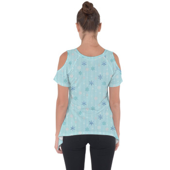 Cold Shoulder Tunic Top - Frozen Ice Queen Snow Flakes