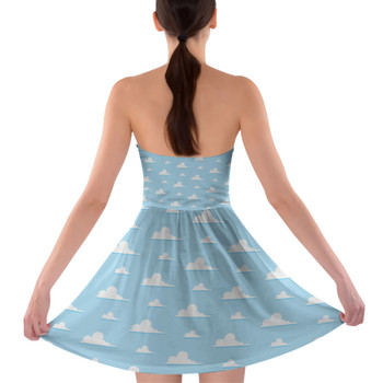 Sweetheart Strapless Skater Dress - Pixar Clouds