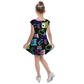 Girls Cap Sleeve Pleated Dress - Monsters in Closets