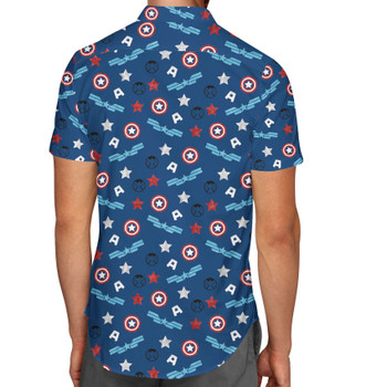 Men's Button Down Short Sleeve Shirt - American Superhero