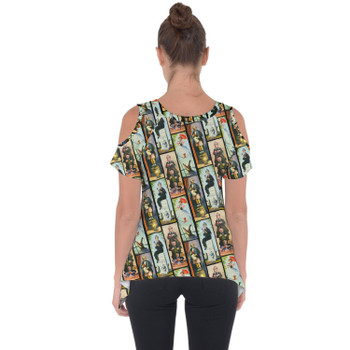 Cold Shoulder Tunic Top - Haunted Mansion Stretch Paintings