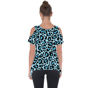 Cold Shoulder Tunic Top - Ken's Bright Blue Leopard Print