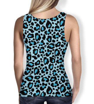 Women's Tank Top - Ken's Bright Blue Leopard Print