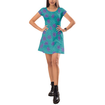 Short Sleeve Dress - Sully Fur Monsters Inc Inspired