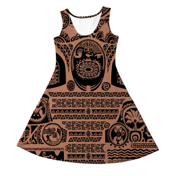 Girls Sleeveless Dress - Maui Tattoos Moana Inspired