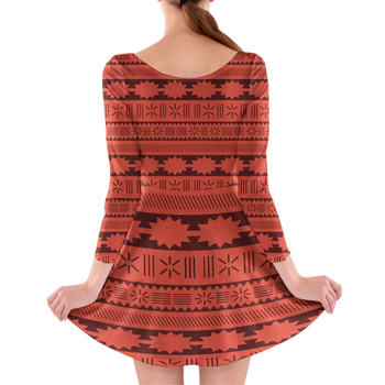 Longsleeve Skater Dress - Moana Tribal Print