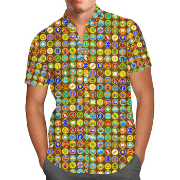 Men's Button Down Short Sleeve Shirt - Wilderness Explorer Badges Up Inspired