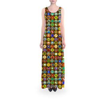 Flared Maxi Dress - Wilderness Explorer Badges Up Inspired