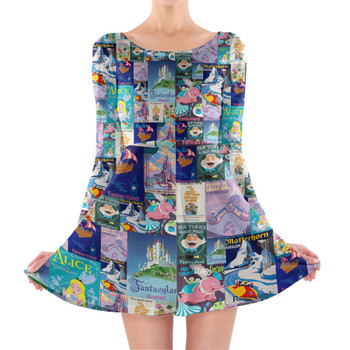 Longsleeve Skater Dress - Fantasyland Vintage Attraction Posters