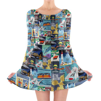 Longsleeve Skater Dress - Tomorrowland Vintage Attraction Posters