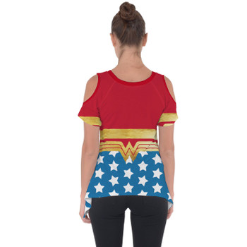 Cold Shoulder Tunic Top - Wonder Woman Super Hero Inspired