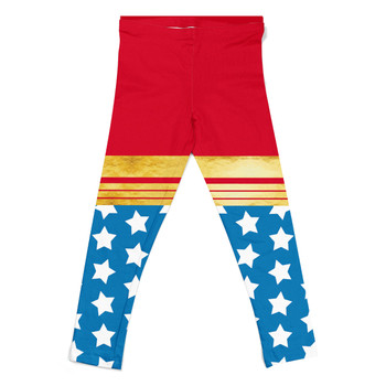 Yoga Capri Leggings - Wonder Woman Super Hero Inspired - Rainbow Rules