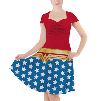 Sweetheart Midi Dress - Wonder Woman Super Hero Inspired