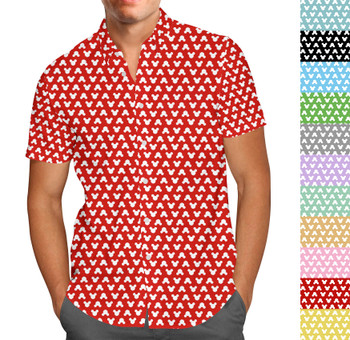 Men's Button Down Short Sleeve Shirt - Mouse Ears Polka Dots