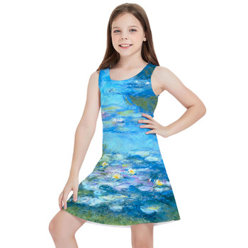 Girls Sleeveless Dress - Monet Water Lillies