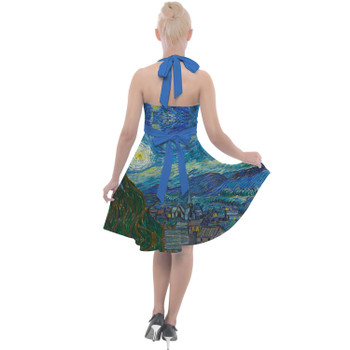 Halter Vintage Style Dress - Van Gogh Starry Night