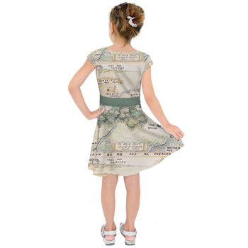 Girls Short Sleeve Skater Dress - Hundred Acre Wood Map Winnie The Pooh Inspired