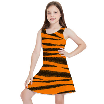 Girls Sleeveless Dress - Tigger Stripes Winnie The Pooh Inspired