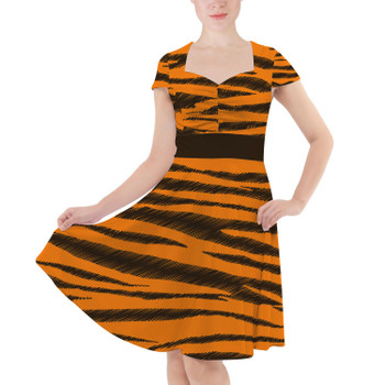 Sweetheart Midi Dress - Tigger Stripes Winnie The Pooh Inspired