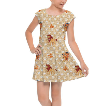 Girls Cap Sleeve Pleated Dress - Hakuna Matata Lion King Inspired