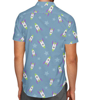 Men's Button Down Short Sleeve Shirt - Buzz Lightyear Space Ships